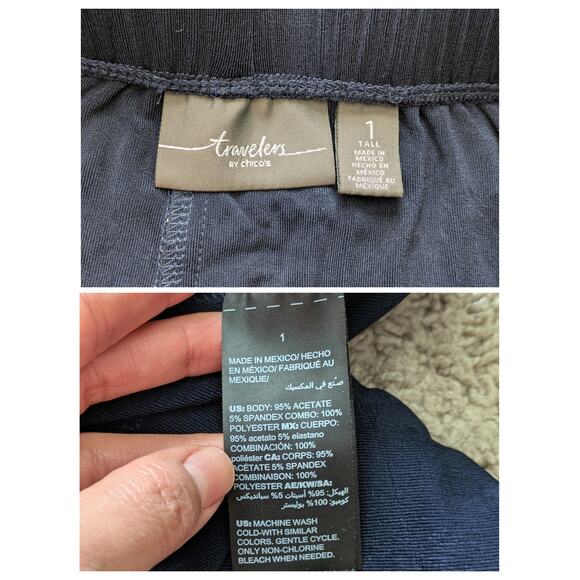 Travelers by Chicos Lace Trim Cropped Pants Womens 1/M Tall Blue Pull On Coastal - Picture 3 of 7